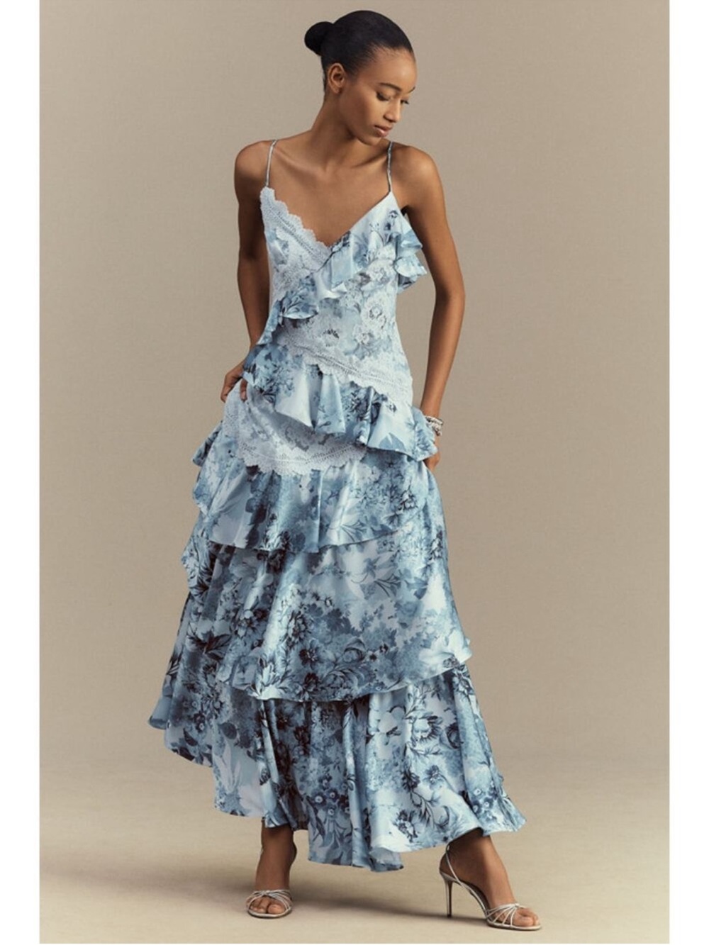Anthropologie BHLDN Elora Sleeveless V-Neck Ruffle Lace Maxi Dress -6